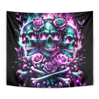 Rose Skull Tapestry Stuck Between IDK IDC And IDGAF - Wonder Print Shop