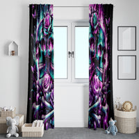Rose Skull Window Curtain Stuck Between IDK IDC And IDGAF - Wonder Print Shop