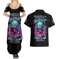Lady Skull Couples Matching Summer Maxi Dress and Hawaiian Shirt The Good Girl In Me Got Tired Of The Bullshit - Wonder Print Shop