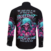 Lady Skull Family Matching Mermaid Dress and Hawaiian Shirt The Good Girl In Me Got Tired Of The Bullshit - Wonder Print Shop