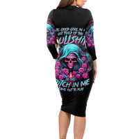 Lady Skull Long Sleeve Bodycon Dress The Good Girl In Me Got Tired Of The Bullshit - Wonder Print Shop