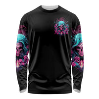 Lady Skull Long Sleeve Shirt The Good Girl In Me Got Tired Of The Bullshit - Wonder Print Shop