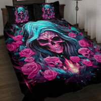 Lady Skull Quilt Bed Set The Good Girl In Me Got Tired Of The Bullshit - Wonder Print Shop