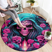 Lady Skull Round Carpet The Good Girl In Me Got Tired Of The Bullshit