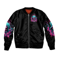 Lady Skull Sleeve Zip Bomber Jacket The Good Girl In Me Got Tired Of The Bullshit - Wonder Print Shop