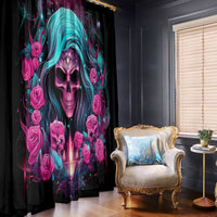 Lady Skull Window Curtain The Good Girl In Me Got Tired Of The Bullshit - Wonder Print Shop