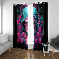 Lady Skull Window Curtain The Good Girl In Me Got Tired Of The Bullshit - Wonder Print Shop