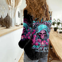 Lady Skull Women Casual Shirt The Good Girl In Me Got Tired Of The Bullshit - Wonder Print Shop