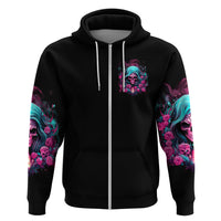 Lady Skull Zip Hoodie The Good Girl In Me Got Tired Of The Bullshit - Wonder Print Shop