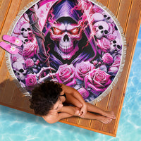 Reaper Skull Beach Blanket Warning This Tattooed Girl Doesn't Play Well With Stupid People - Wonder Print Shop