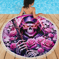 Reaper Skull Beach Blanket Warning This Tattooed Girl Doesn't Play Well With Stupid People - Wonder Print Shop