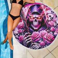 Reaper Skull Beach Blanket Warning This Tattooed Girl Doesn't Play Well With Stupid People - Wonder Print Shop