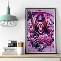 Reaper Skull Canvas Wall Art Warning This Tattooed Girl Doesn't Play Well With Stupid People - Wonder Print Shop