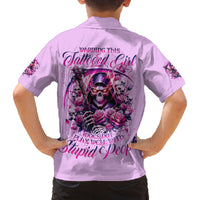 Reaper Skull Family Matching Long Sleeve Bodycon Dress and Hawaiian Shirt Warning This Tattooed Girl Doesn't Play Well With Stupid People - Wonder Print Shop