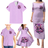 Reaper Skull Family Matching Puletasi and Hawaiian Shirt Warning This Tattooed Girl Doesn't Play Well With Stupid People - Wonder Print Shop