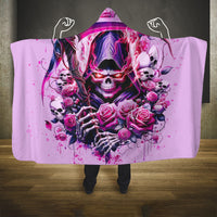 Reaper Skull Hooded Blanket Warning This Tattooed Girl Doesn't Play Well With Stupid People