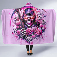 Reaper Skull Hooded Blanket Warning This Tattooed Girl Doesn't Play Well With Stupid People