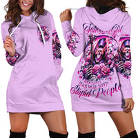 Reaper Skull Hoodie Dress Warning This Tattooed Girl Doesn't Play Well With Stupid People - Wonder Print Shop