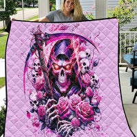 Reaper Skull Quilt Warning This Tattooed Girl Doesn't Play Well With Stupid People - Wonder Print Shop