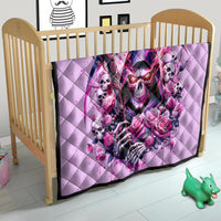 Reaper Skull Quilt Warning This Tattooed Girl Doesn't Play Well With Stupid People - Wonder Print Shop