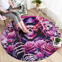 Reaper Skull Round Carpet Warning This Tattooed Girl Doesn't Play Well With Stupid People