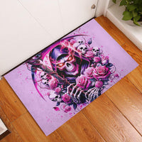 Reaper Skull Rubber Doormat Warning This Tattooed Girl Doesn't Play Well With Stupid People - Wonder Print Shop