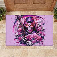 Reaper Skull Rubber Doormat Warning This Tattooed Girl Doesn't Play Well With Stupid People - Wonder Print Shop