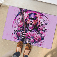 Reaper Skull Rubber Doormat Warning This Tattooed Girl Doesn't Play Well With Stupid People - Wonder Print Shop