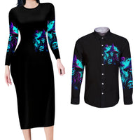 Witch Skull Couples Matching Long Sleeve Bodycon Dress and Long Sleeve Button Shirts In A World Full Of Princess Be A Witch - Wonder Print Shop