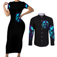 Witch Skull Couples Matching Short Sleeve Bodycon Dress and Long Sleeve Button Shirts In A World Full Of Princess Be A Witch - Wonder Print Shop