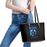 Witch Skull Leather Tote Bag In A World Full Of Princess Be A Witch - Wonder Print Shop