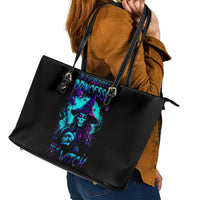 Witch Skull Leather Tote Bag In A World Full Of Princess Be A Witch - Wonder Print Shop