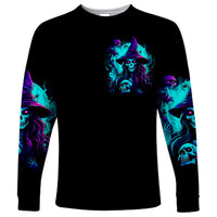 Witch Skull Long Sleeve Shirt In A World Full Of Princess Be A Witch - Wonder Print Shop