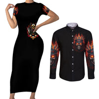 King Skull Couples Matching Short Sleeve Bodycon Dress and Long Sleeve Button Shirts Don't Make Me Mad Then Tell Me To Calm Down - Wonder Print Shop