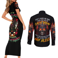 King Skull Couples Matching Short Sleeve Bodycon Dress and Long Sleeve Button Shirts Don't Make Me Mad Then Tell Me To Calm Down - Wonder Print Shop