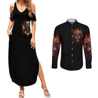King Skull Couples Matching Summer Maxi Dress and Long Sleeve Button Shirts Don't Make Me Mad Then Tell Me To Calm Down - Wonder Print Shop