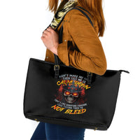 King Skull Leather Tote Bag Don't Make Me Mad Then Tell Me To Calm Down - Wonder Print Shop
