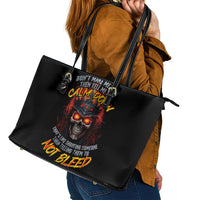 King Skull Leather Tote Bag Don't Make Me Mad Then Tell Me To Calm Down - Wonder Print Shop