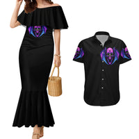Bat Skull Couples Matching Mermaid Dress and Hawaiian Shirt Bat Skull Hello Darkness My Old Friend - Wonder Print Shop