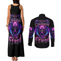 Bat Skull Couples Matching Tank Maxi Dress and Long Sleeve Button Shirts Bat Skull Hello Darkness My Old Friend - Wonder Print Shop