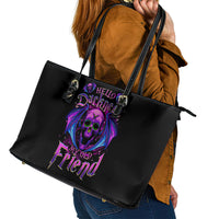 Bat Skull Leather Tote Bag Bat Skull Hello Darkness My Old Friend - Wonder Print Shop