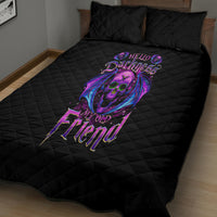 Bat Skull Quilt Bed Set Bat Skull Hello Darkness My Old Friend - Wonder Print Shop
