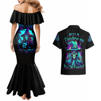 Witch Skull Couples Matching Mermaid Dress and Hawaiian Shirt Skull Witch Hello Darkness My Old Friend - Wonder Print Shop