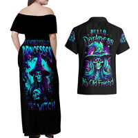 Witch Skull Couples Matching Off Shoulder Maxi Dress and Hawaiian Shirt Skull Witch Hello Darkness My Old Friend - Wonder Print Shop