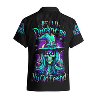 Witch Skull Hawaiian Shirt Skull Witch Hello Darkness My Old Friend - Wonder Print Shop