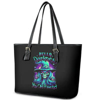 Witch Skull Leather Tote Bag Skull Witch Hello Darkness My Old Friend - Wonder Print Shop