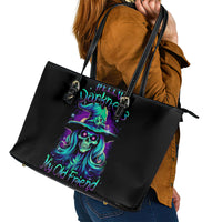 Witch Skull Leather Tote Bag Skull Witch Hello Darkness My Old Friend - Wonder Print Shop