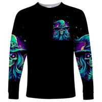 Witch Skull Long Sleeve Shirt Skull Witch Hello Darkness My Old Friend - Wonder Print Shop
