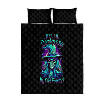 Witch Skull Quilt Bed Set Skull Witch Hello Darkness My Old Friend - Wonder Print Shop