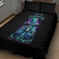 Witch Skull Quilt Bed Set Skull Witch Hello Darkness My Old Friend - Wonder Print Shop